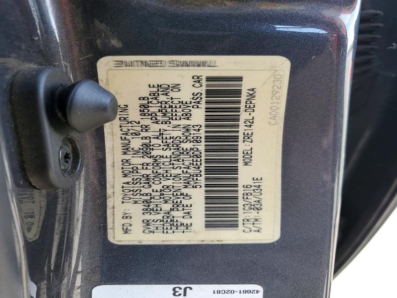Продажа на аукционе авто 2013 Toyota Corolla, vin: 5YFBU4EE0DP109143, номер лота: 64130876