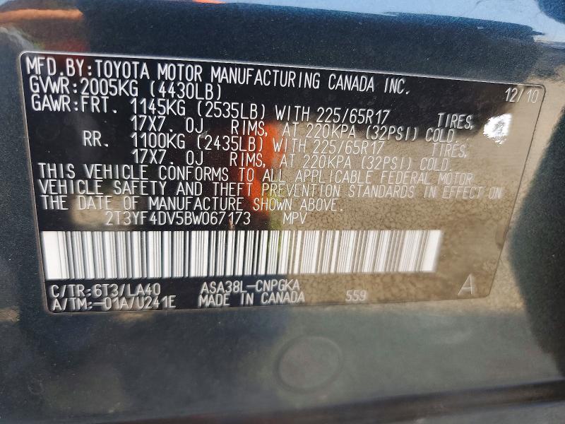 Продаж на аукціоні авто 2011 Toyota Rav4, vin: 2T3YF4DV5BW067173, номер лоту: 64670826