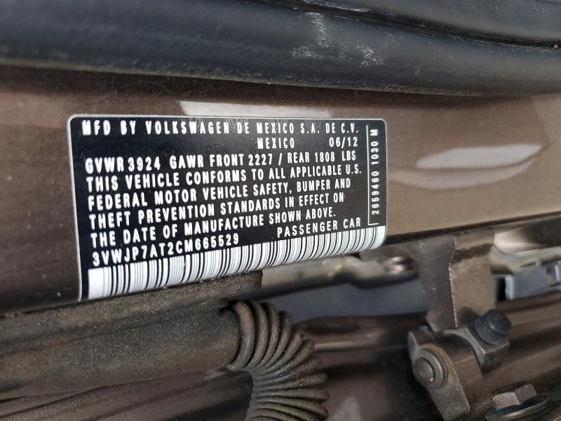 66445586 :رقم المزاد ، 3VWJP7AT2CM665529 vin ، 2012 Volkswagen Beetle مزاد بيع