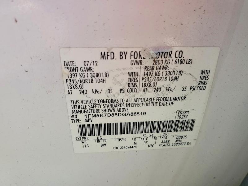 Aukcja sprzedaży 2013 Ford Explorer, vin: 1FM5K7D86DGA86819, numer aukcji: 64963686