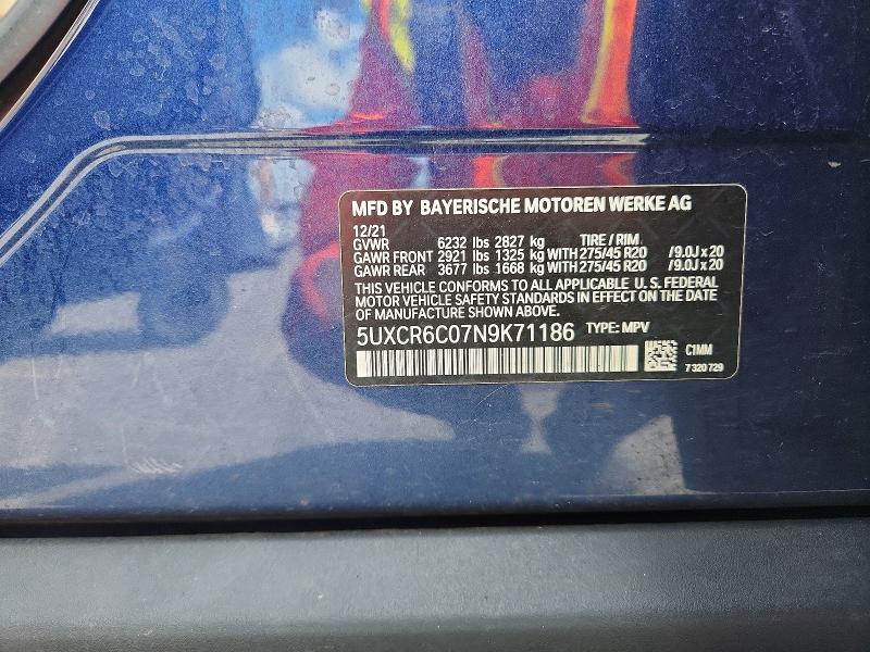 64154296 :رقم المزاد ، 5UXCR6C07N9K71186 vin ، 2022 Bmw X5 مزاد بيع