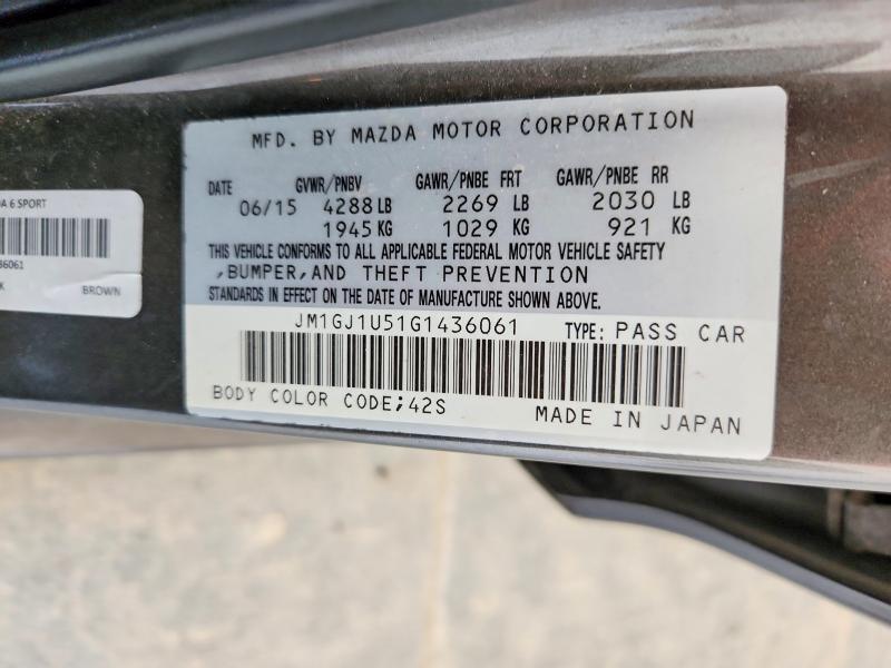 Продаж на аукціоні авто 2016 Mazda 6, vin: JM1GJ1U51G1436061, номер лоту: 66203376