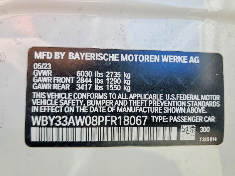 Aukcja sprzedaży 2023 Bmw I4, vin: WBY33AW08PFR18067, numer aukcji: 63515866