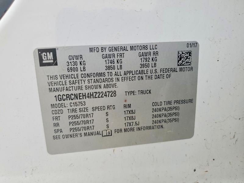 2017 Chevrolet Silverado მანქანა იყიდება აუქციონზე, vin: 1GCRCNEH4HZ224728, აუქციონის ნომერი: 63928696