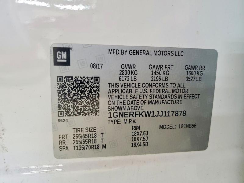 64429736 :رقم المزاد ، 1GNERFKW1JJ117878 vin ، 2018 Chevrolet Traverse مزاد بيع