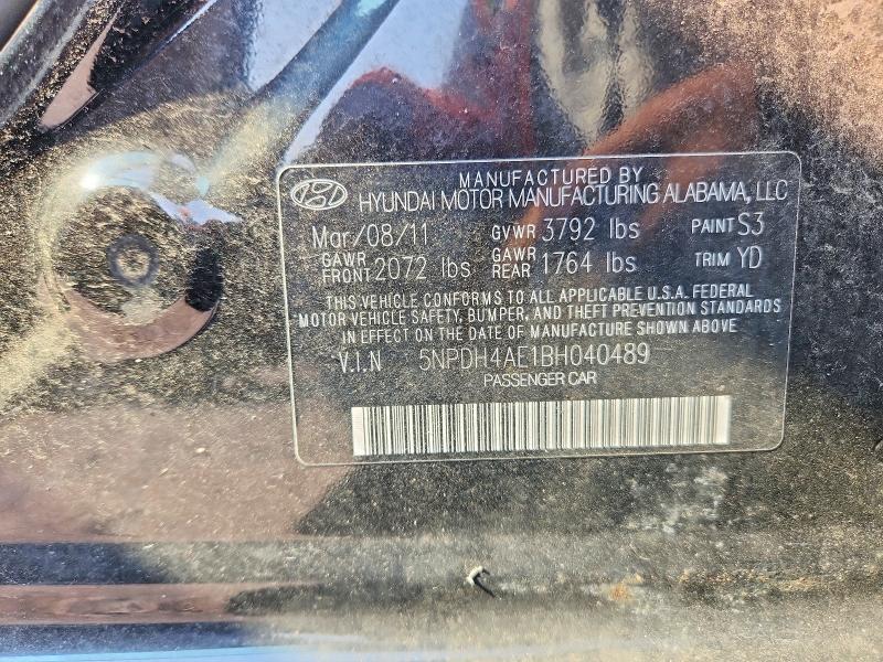 Auction sale of the 2011 Hyundai Elantra, vin: 5NPDH4AE1BH040489, lot number: 64925786