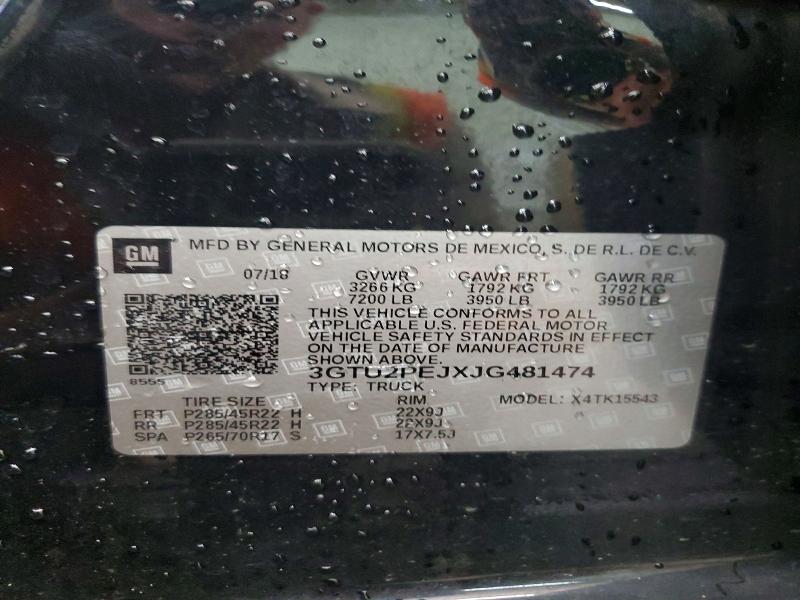 64432336 :رقم المزاد ، 3GTU2PEJXJG481474 vin ، 2018 Gmc Sierra مزاد بيع