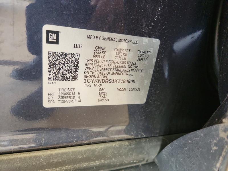 67258576 :رقم المزاد ، 1GYKNDRS1KZ184900 vin ، 2019 Cadillac Xt5 مزاد بيع