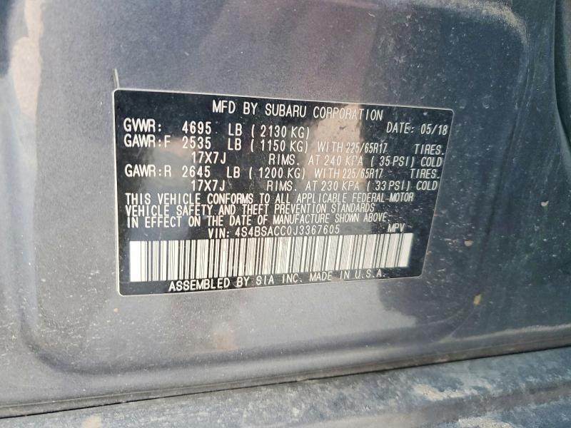Продаж на аукціоні авто 2018 Subaru Outback, vin: 4S4BSACC0J3367605, номер лоту: 63526936