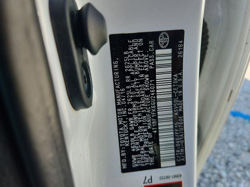 2016 Toyota Camry მანქანა იყიდება აუქციონზე, vin: 4T1BF1FK6GU246071, აუქციონის ნომერი: 65602996