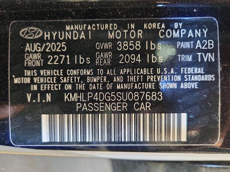 64931906 :رقم المزاد ، KMHLP4DG5SU087683 vin ، 2025 Hyundai Elantra مزاد بيع