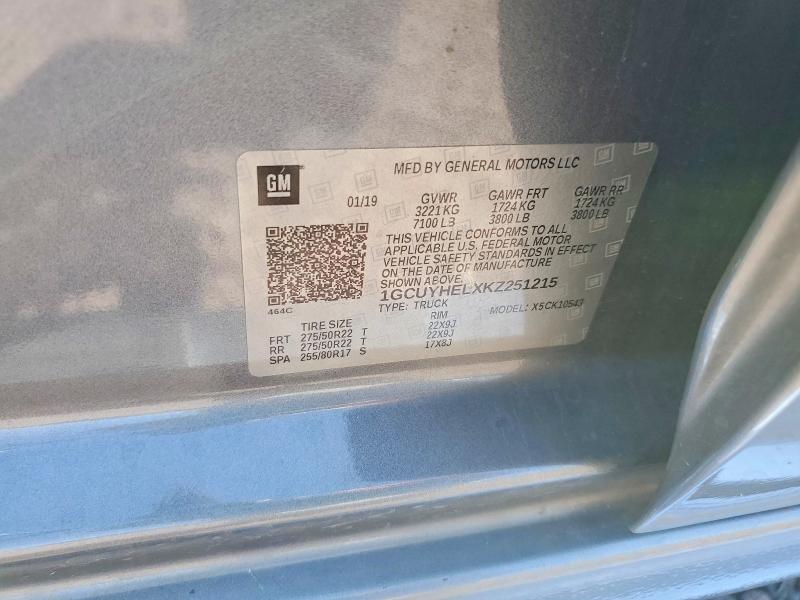 Продаж на аукціоні авто 2019 Chevrolet Silverado, vin: 1GCUYHELXKZ251215, номер лоту: 65379086