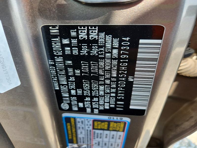 Продаж на аукціоні авто 2017 Kia Sorento, vin: 5XYPGDA52HG197304, номер лоту: 64092616