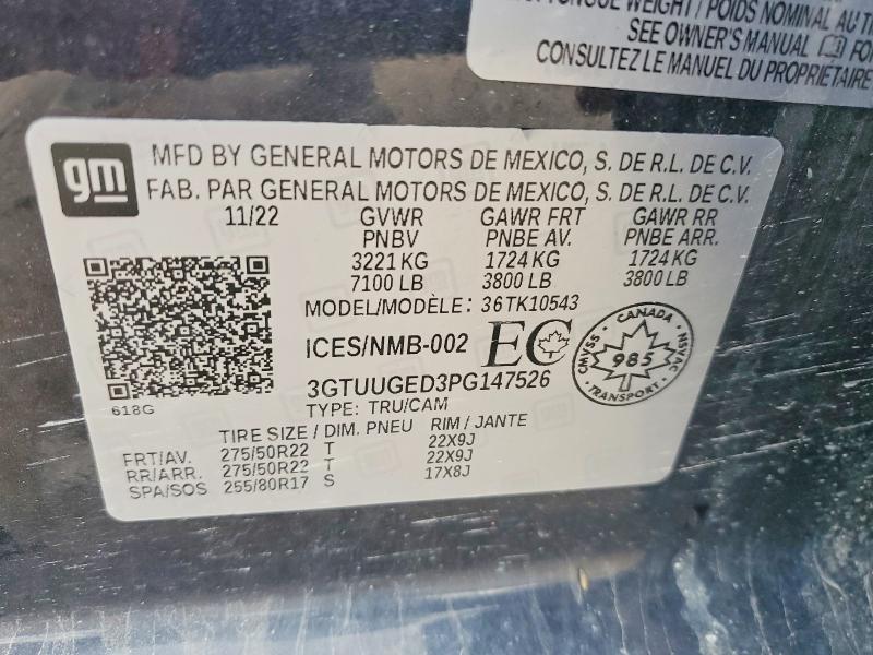 65712956 :رقم المزاد ، 3GTUUGED3PG147526 vin ، 2023 Gmc Sierra مزاد بيع