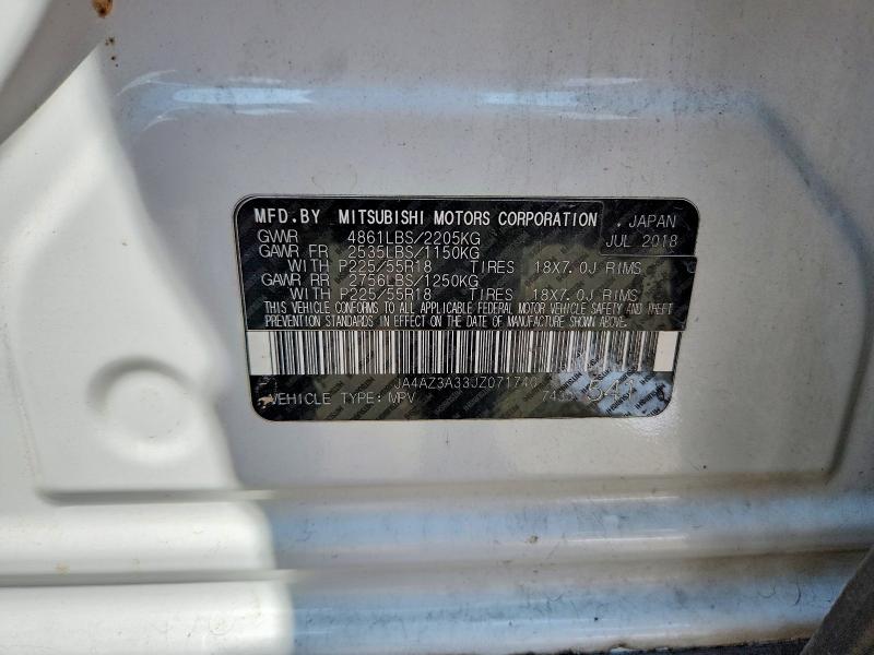 65572676 :رقم المزاد ، JA4AZ3A33JZ071740 vin ، 2018 Mitsubishi Outlander مزاد بيع