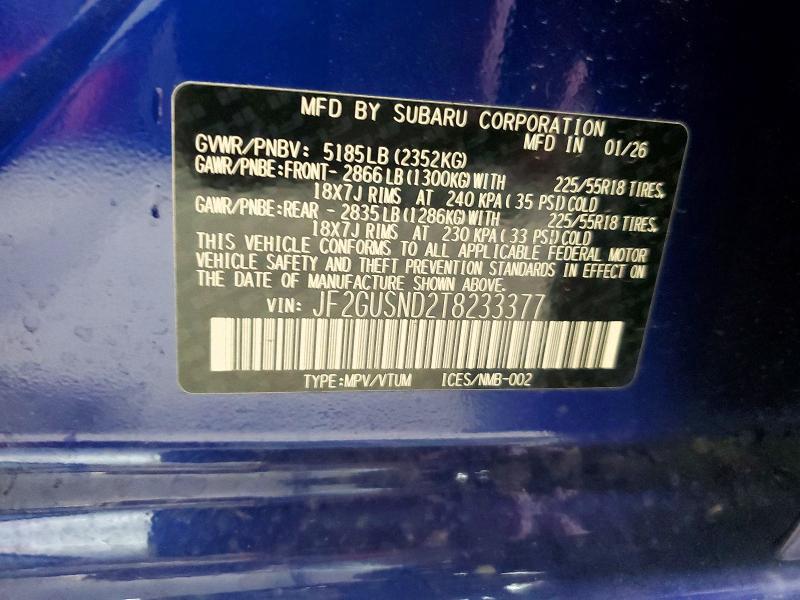 Продаж на аукціоні авто 2026 Subaru Crosstrek, vin: JF2GUSND2T8233377, номер лоту: 64902076