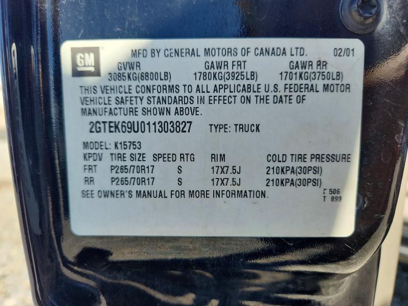 Auction sale of the 2001 Gmc Sierra, vin: 2GTEK69U011303827, lot number: 65558806