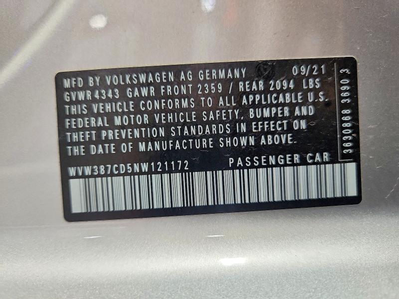 Продажа на аукционе авто 2022 Volkswagen Gti, vin: WVW387CD5NW121172, номер лота: 61417986