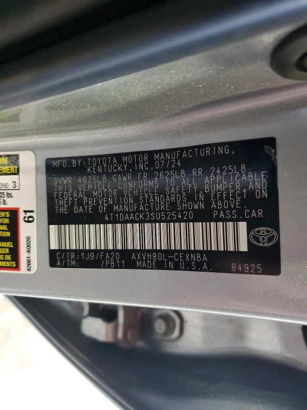 Продажа на аукционе авто 2025 Toyota Camry, vin: 4T1DAACK3SU525420, номер лота: 63919016