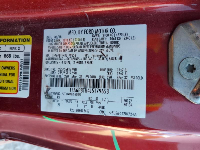 Продаж на аукціоні авто 2018 Ford Mustang, vin: 1FA6P8TH4J5179658, номер лоту: 62757766
