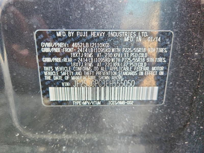 2014 Subaru Forester მანქანა იყიდება აუქციონზე, vin: JF2SJGPC3EH555050, აუქციონის ნომერი: 67528336