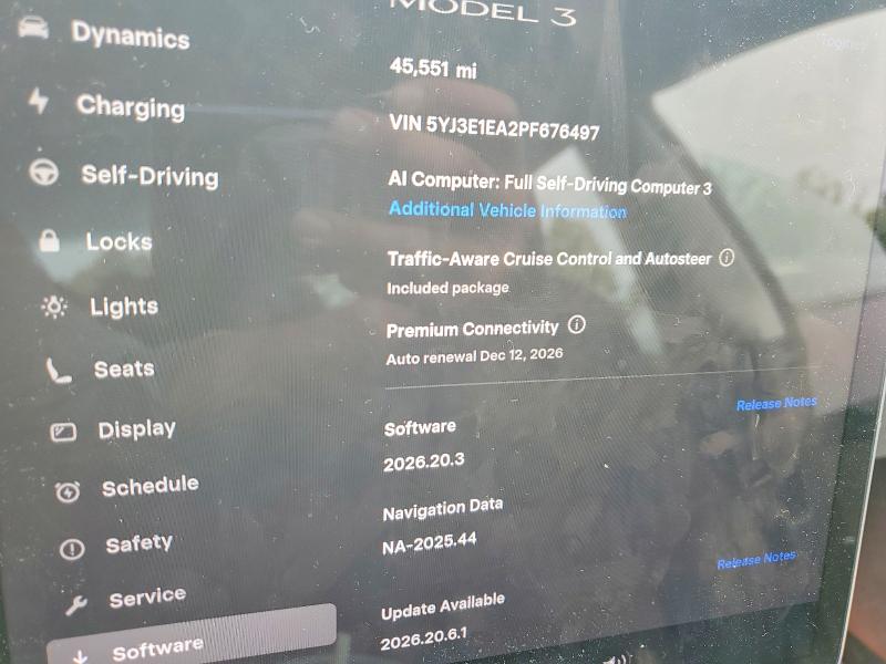 64280576 :رقم المزاد ، 5YJ3E1EA2PF676497 vin ، 2023 Tesla Model 3 مزاد بيع