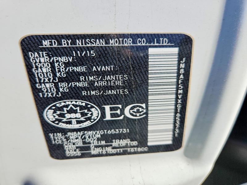 65681966 :رقم المزاد ، JN8AF5MVXGT653731 vin ، 2016 Nissan Juke مزاد بيع