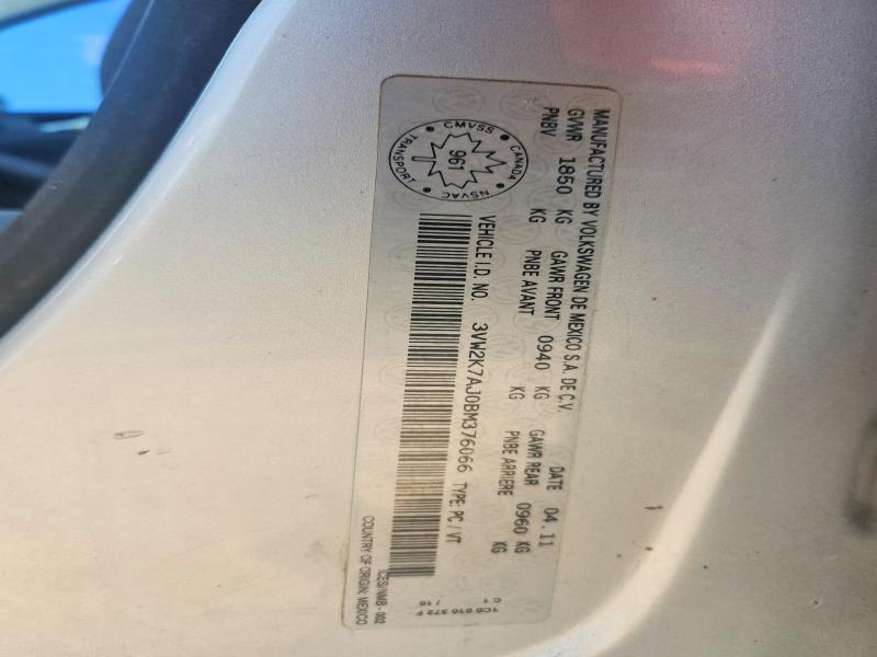 63650196 :رقم المزاد ، 3VW2K7AJ0BM376066 vin ، 2011 Volkswagen Jetta مزاد بيع
