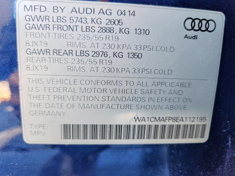 Aukcja sprzedaży 2014 Audi Q5, vin: WA1CMAFP8EA112195, numer aukcji: 65134326