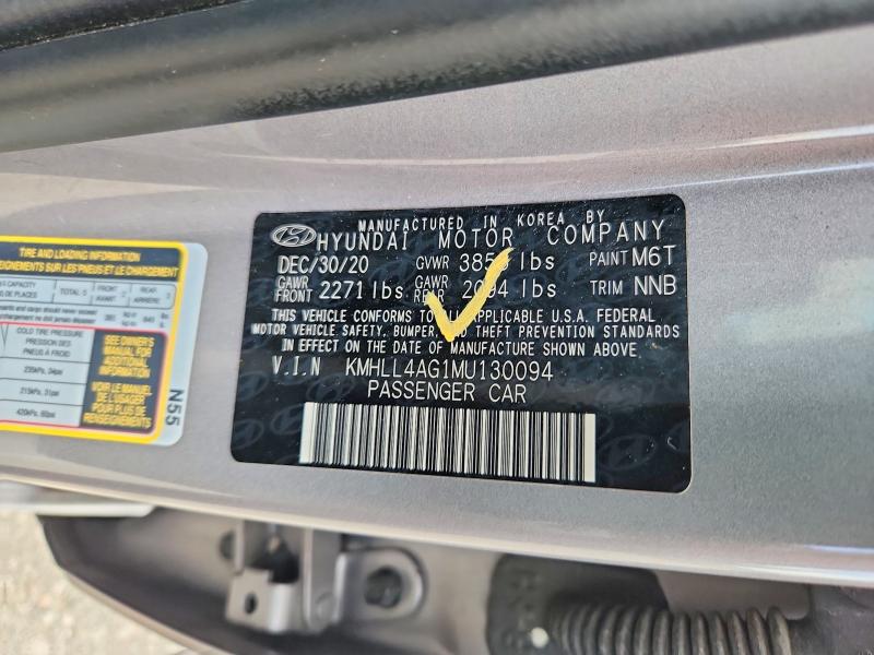 2021 Hyundai Elantra მანქანა იყიდება აუქციონზე, vin: KMHLL4AG1MU130094, აუქციონის ნომერი: 66780646