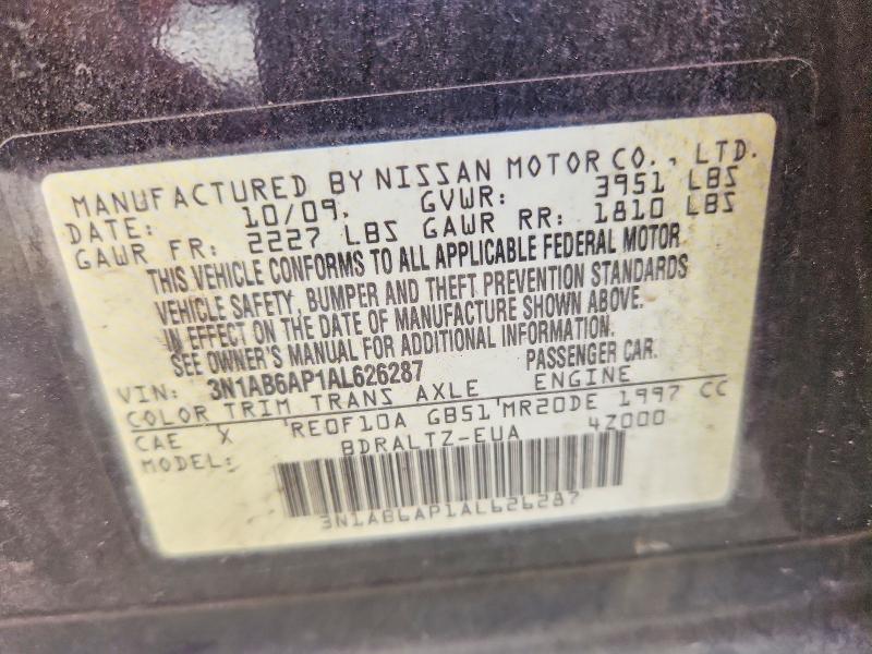 Продажа на аукционе авто 2010 Nissan Sentra, vin: 3N1AB6AP1AL626287, номер лота: 64102446