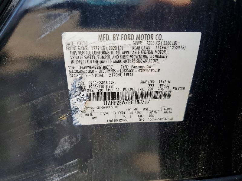 Продажа на аукционе авто 2011 Ford Taurus, vin: 1FAHP2EW7BG188717, номер лота: 63607436