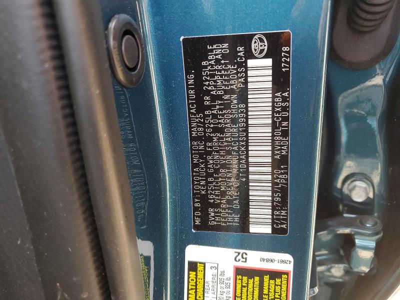 2025 Toyota Camry მანქანა იყიდება აუქციონზე, vin: 4T1DAACKXSU199938, აუქციონის ნომერი: 66568886