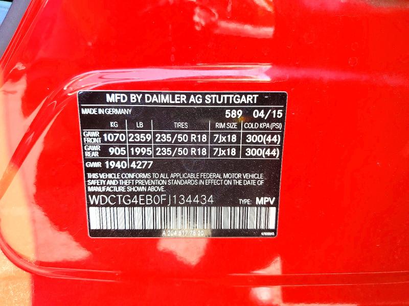 Продажа на аукционе авто 2015 Mercedes-benz Gla, vin: WDCTG4EB0FJ134434, номер лота: 66466986
