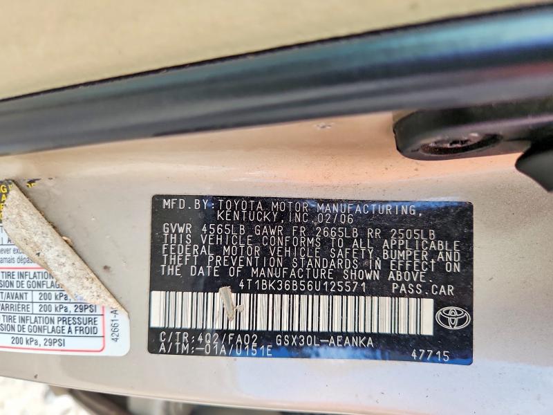 2006 Toyota Avalon მანქანა იყიდება აუქციონზე, vin: 4T1BK36B56U125571, აუქციონის ნომერი: 65172656