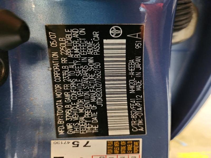 Auction sale of the 2007 Toyota Prius, vin: JTDKB20U277662150, lot number: 64965966