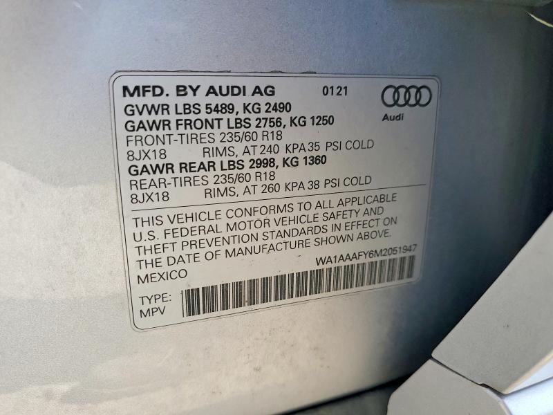 Продажа на аукционе авто 2021 Audi Q5, vin: WA1AAAFY6M2051947, номер лота: 65737016