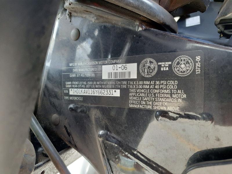 67174956 :رقم المزاد ، 1HD1KAV116Y662331 vin ، 2006 Harley-davidson Flhx مزاد بيع