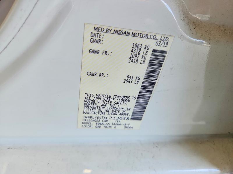 64284476 :رقم المزاد ، 1N4BL4EV5KC213058 vin ، 2019 Nissan Altima مزاد بيع
