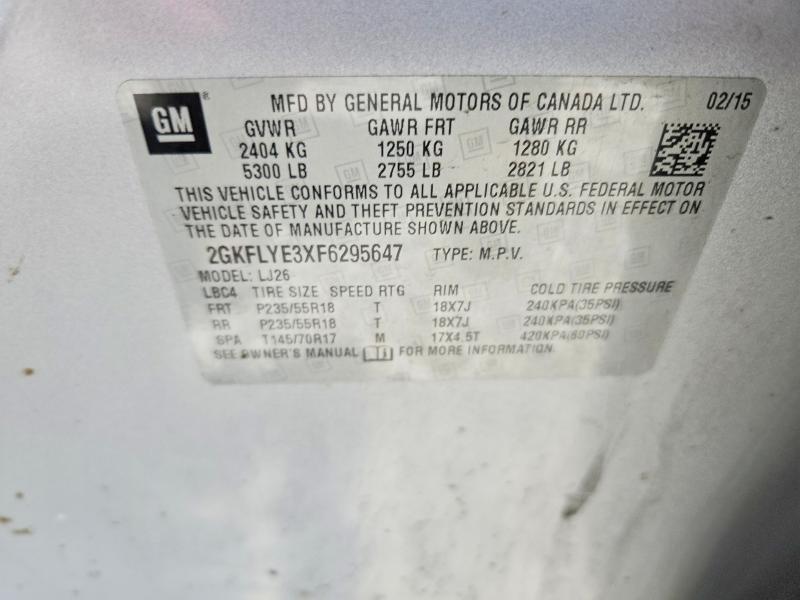 Продажа на аукционе авто 2015 Gmc Terrain, vin: 2GKFLYE3XF6295647, номер лота: 63681636