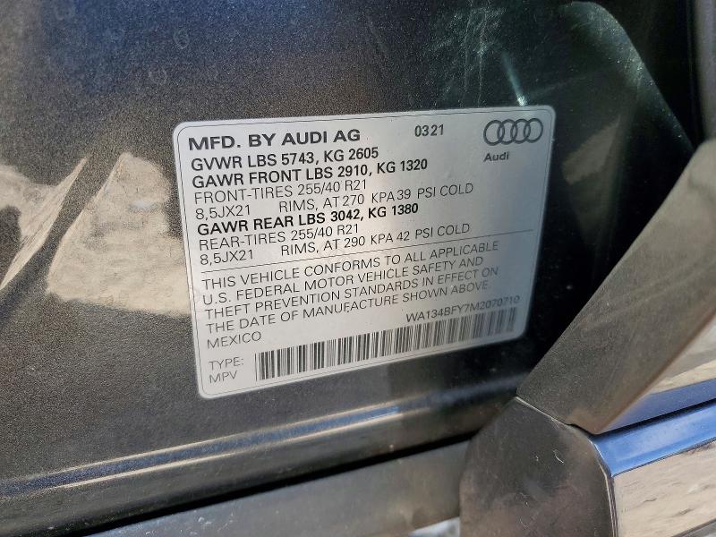Aukcja sprzedaży 2021 Audi Sq5, vin: WA134BFY7M2070710, numer aukcji: 63686676