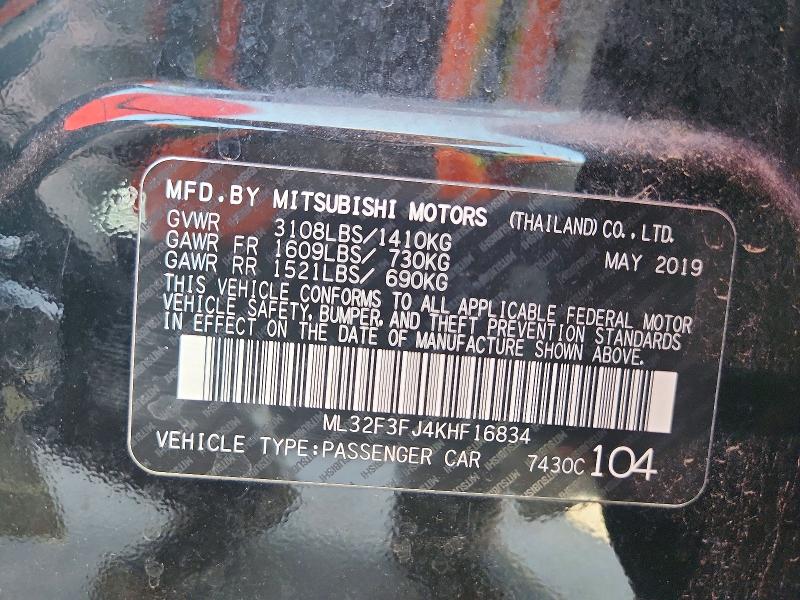 Продажа на аукционе авто 2019 Mitsubishi Mirage, vin: ML32F3FJ4KHF16834, номер лота: 65406696