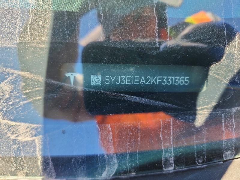 65911646 :رقم المزاد ، 5YJ3E1EA2KF331365 vin ، 2019 Tesla Model 3 مزاد بيع