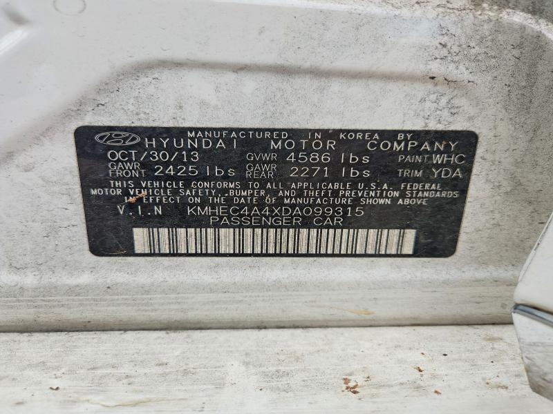 2013 Hyundai Sonata მანქანა იყიდება აუქციონზე, vin: KMHEC4A4XDA099315, აუქციონის ნომერი: 62251906