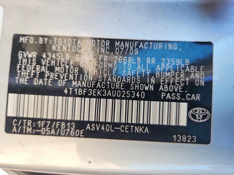 63207086 :رقم المزاد ، 4T1BF3EK3AU025340 vin ، 2010 Toyota Camry مزاد بيع