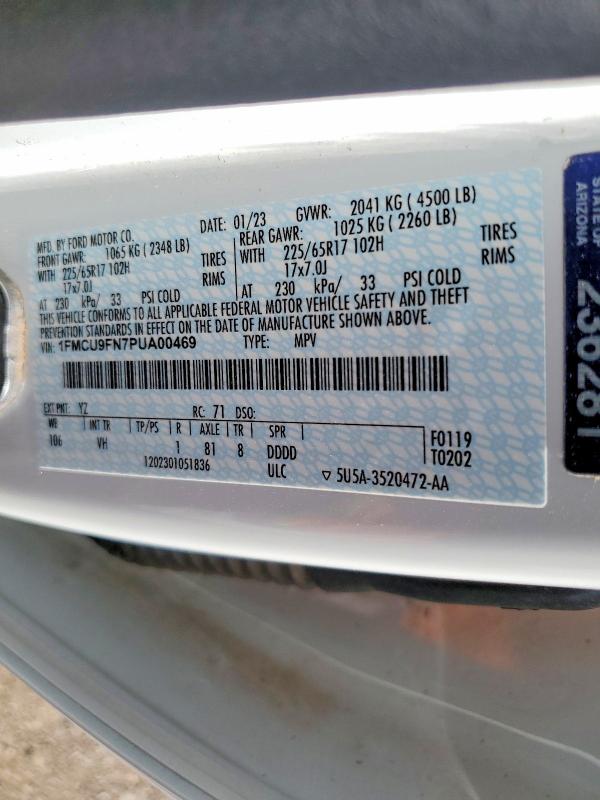 Auction sale of the 2023 Ford Escape, vin: 1FMCU9FN7PUA00469, lot number: 64432946