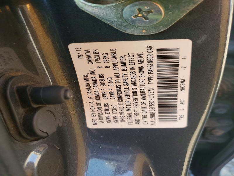 Auction sale of the 2013 Honda Civic, vin: 2HGFB2F56DH577573, lot number: 65140536