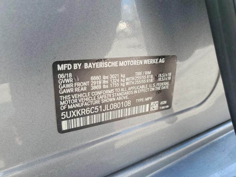 63424936 :رقم المزاد ، 5UXKR6C51JL080108 vin ، 2018 Bmw X5 مزاد بيع