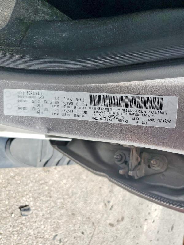 Aukcja sprzedaży 2019 Ram 1500, vin: 1C6RREDT7KN860361, numer aukcji: 63851016