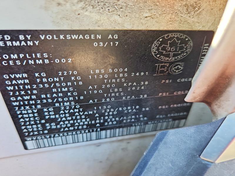2017 Volkswagen Tiguan მანქანა იყიდება აუქციონზე, vin: WVGLV7AX5HK034174, აუქციონის ნომერი: 65512006